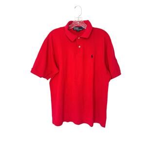 Polo by Ralph Lauren Men's Red Collared Half Button Short Sleeve Polo Shirt ‎ XL